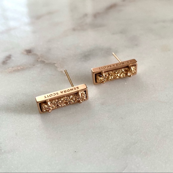 KENDRA SCOTT Lady Stud Earrings in Rose Gold Drusy - Picture 1 of 7